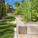 Landscaping in Chellaston with sleeper raised beds, fresh turf, planting and garden lighting